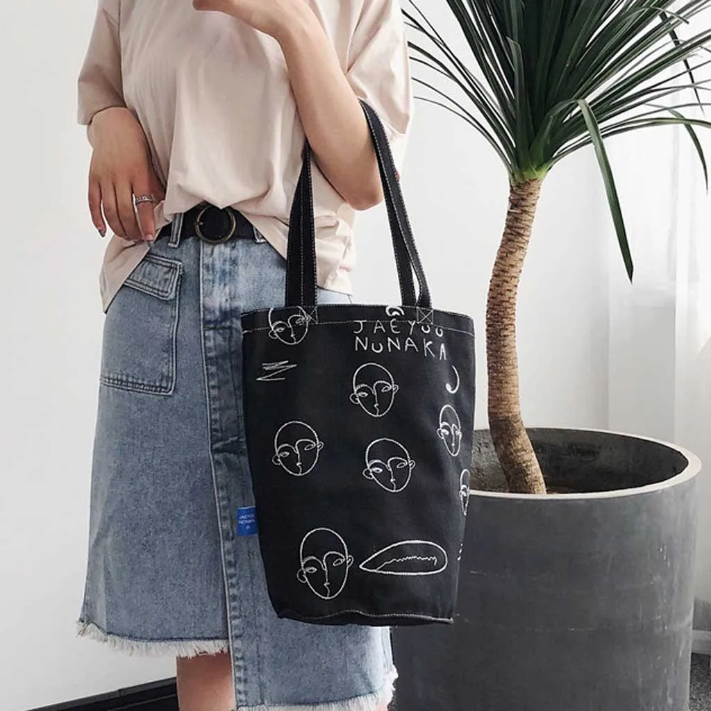 Женская простая Холщовая Сумка в стиле ретро, Модная складная сумка для покупок, многоразовая переносная Эко сумка-ведро, сумки-тоут