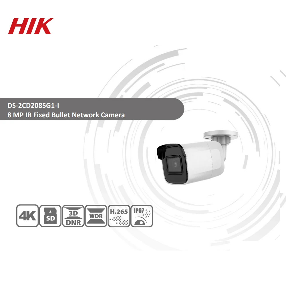 Hikvision оригинальная DS-2CD2085G1-I 8MP 20fps цилиндрическая сетевая CCTV IP камера H.265+ POE WDR слот для карты SD питание от Darkfighter