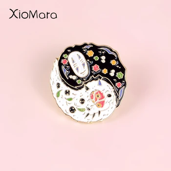 

Yin Yang Tai Chi Pins Black White Japanese Cartoon Round Brooches Badges Japan Jewelry Anime Movie Jewelry Lapel Pins For Kids
