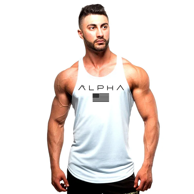 

ALPHA New fashion cotton sleeveless shirt tank top men fitness shirt men gyms bodybuilding workout gym singlet vest fitness men