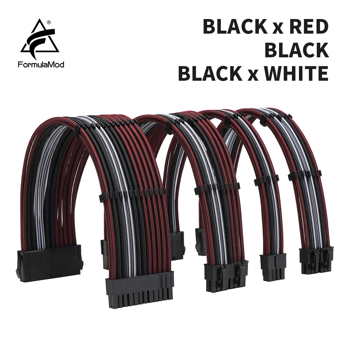 FormulaMod NCK3 Series PSU Extension Cable Kit , Solid/Mix Color Cable Mix Combo 300mm ATX24Pin PCI-E8Pin CPU8Pin With Combs  