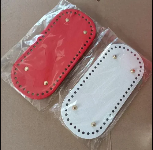 25Colors Long Bottom for Knitted Bag PU Leather Bag Accessories Handmade Bottom With 52 Holes DIY Crochetbag Bottom 22x10cm red