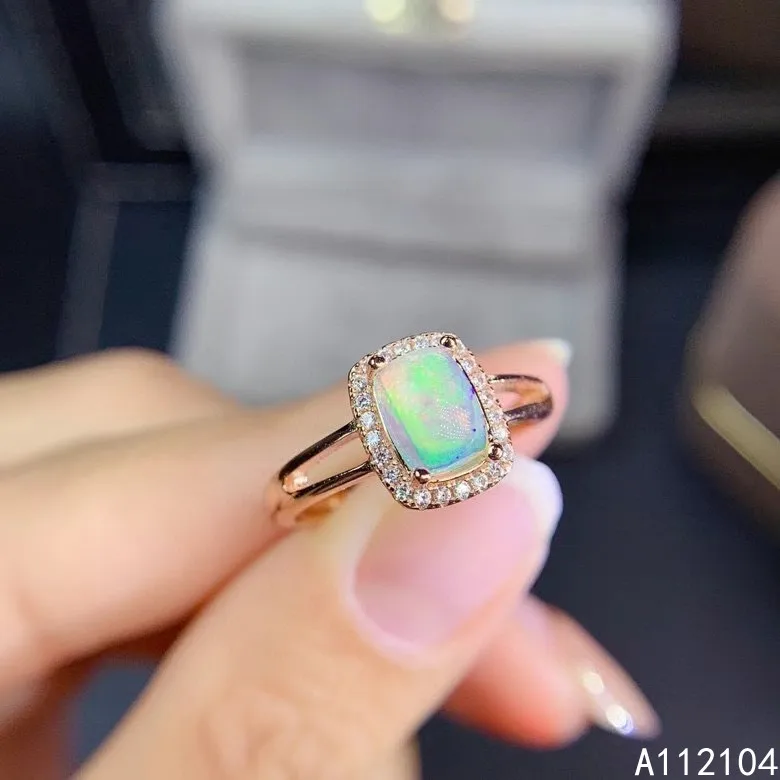

KJJEAXCMY fine jewelry 925 sterling silver inlaid natural white opal women new fresh vintage oval adjustable gem ring support de