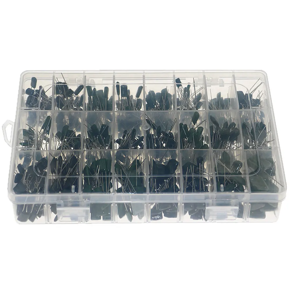 660pcs 24Value Capacitor Kit 100V 2A221J to 2A474J Polyester Film Capacitor Assorted Kit 0.47nF 0.68nF 1nF 2.2nF Capacitors 50pcs polyester film capacitor 100v 220pf 330pf 470pf 680pf 820pf 2a221j 2a331j 2a471j 2a681j 2a821j