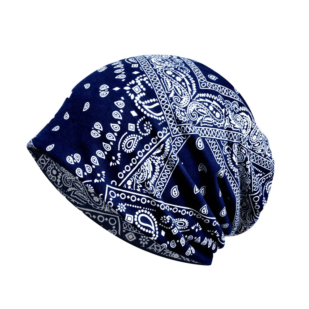 Royal Blue Мужские и женские многоцветные шапки, шарфы, шапка с принтом пейсли, эластичная мягкая шапка, шапки RXHAT0047 - Цвет: Royal Blue