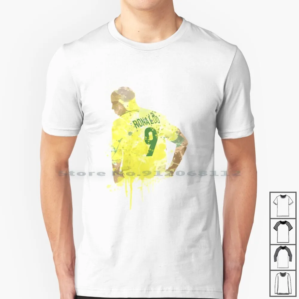 Ronaldo Brazil Legend Art T Shirt 100% Cotone Ronaldo Brasile Football Footy