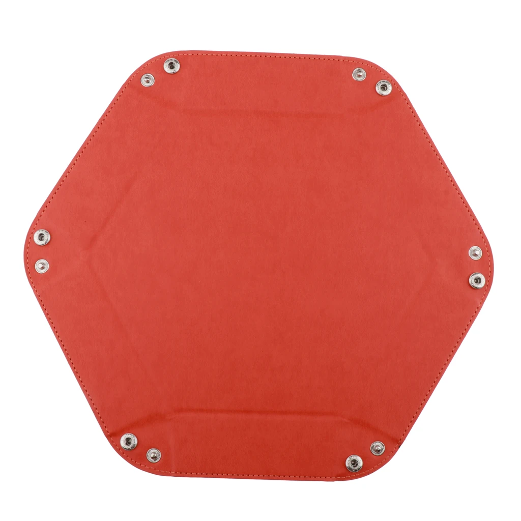 Dice Holder PU Leather Folding Hexagon Tray for RPG, DND and Other Table Games