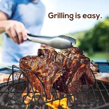 

BBQ grill Roasting Rib Rack Stainless Steel Non-Stick Roast Whole Chicken Ribs Meat barbecue tools Holder Bracket #1219