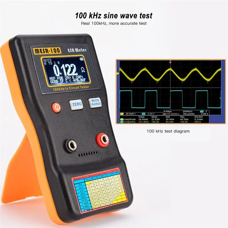 MESR100 ESR Capacitance Meter Ohm Meter Professional Measuring Capacitance Resistance Capacitor
