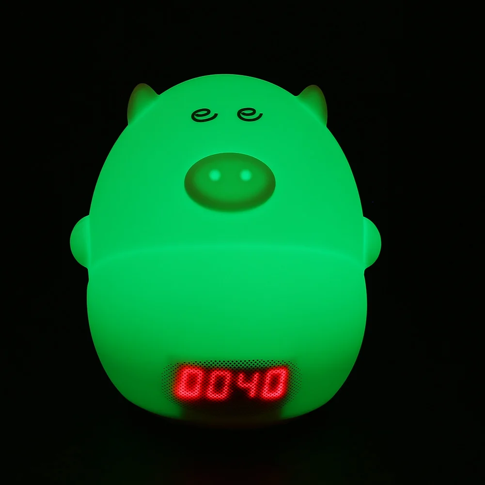 

Lovely Cartoon Pig LED Night Light Sound Control With Alarm Clock Decoration