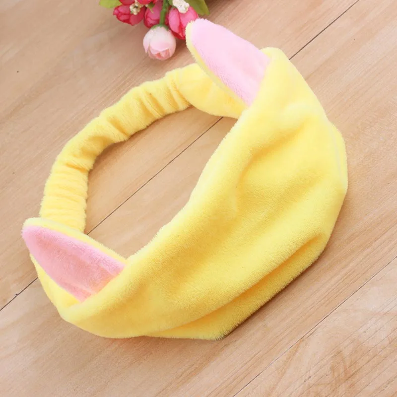 ear-huang Горячая OMG письмо коралловый флис мыть лицо ободок с бантиком для женщин девушек держатели головных уборов резинки для волос аксессуары для волос в виде тюрбана - Цвет: ear-huang