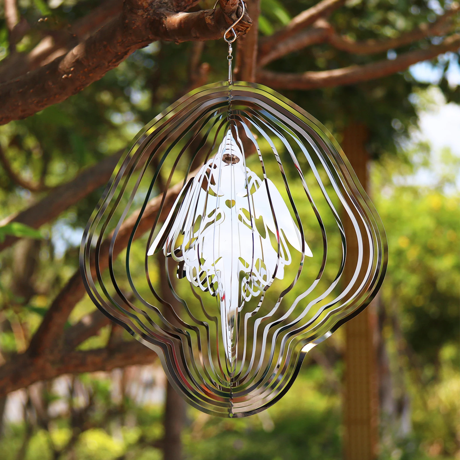 Angel Wind Chime Kinetic 3D Rotating Pendant Stainless Steel Windmill Garden Yard Tree Hanging Decoration | Дом и сад