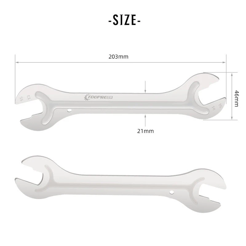 Chiave A Cono Per Mozzo Bicicletta - Doppia Estremità, 13/14/15/16mm | Acciaio Carbonio, 23cm - Foto 2