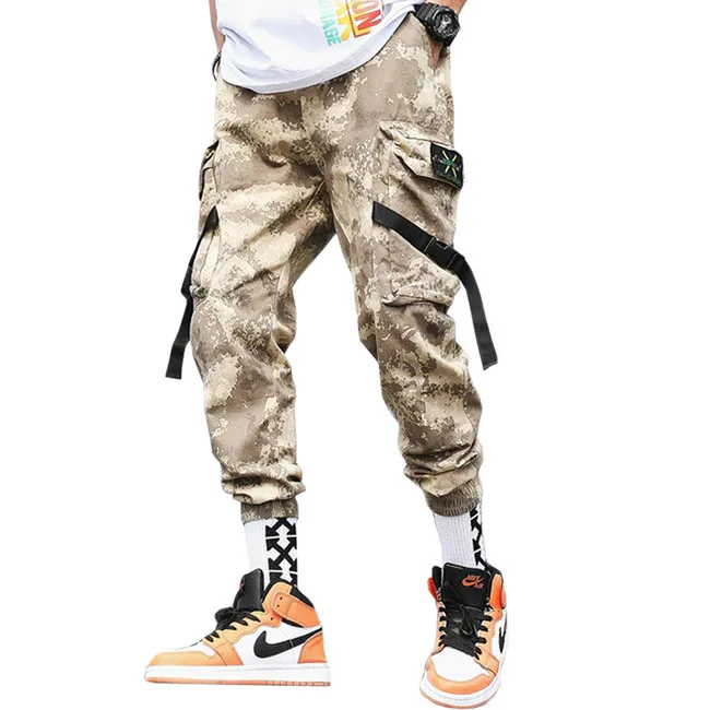 Desert camouflage Новинка, уличная одежда с лентами, мужские брюки-карго, камуфляжные джоггеры, военные тренировочные штаны, XS-4XL, AXP113 - Цвет: Desert camouflage