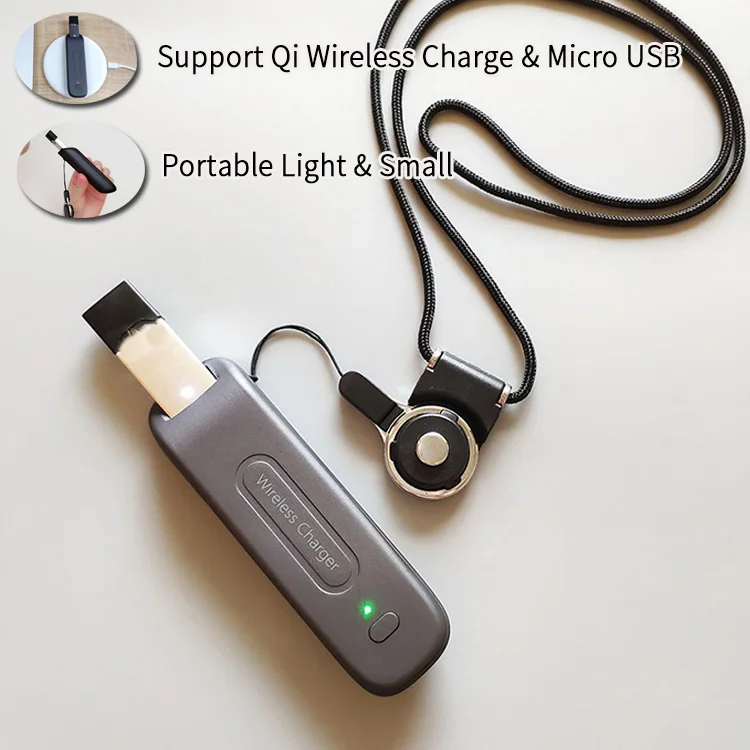 

Portable 300mah Power Bank Charger BOX For JUUL Charging Case Qi Wireless Charge Holder with 2 in 1 Lanyard Vape Accessories