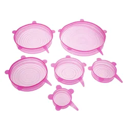 Versatile Reusable Silicone Stretch Lids - All - Purpose Food Covers (6pcs - pink)