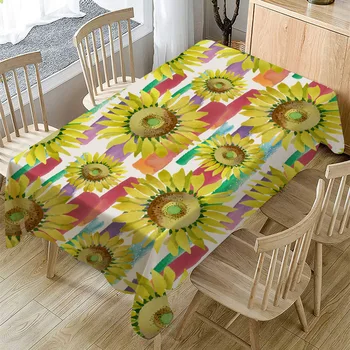

Table covers Table-Cloth Cotton Linen Sun Flower Print Tablecloth Kitchen Decorative Table-Cover Garden Picnic Dining