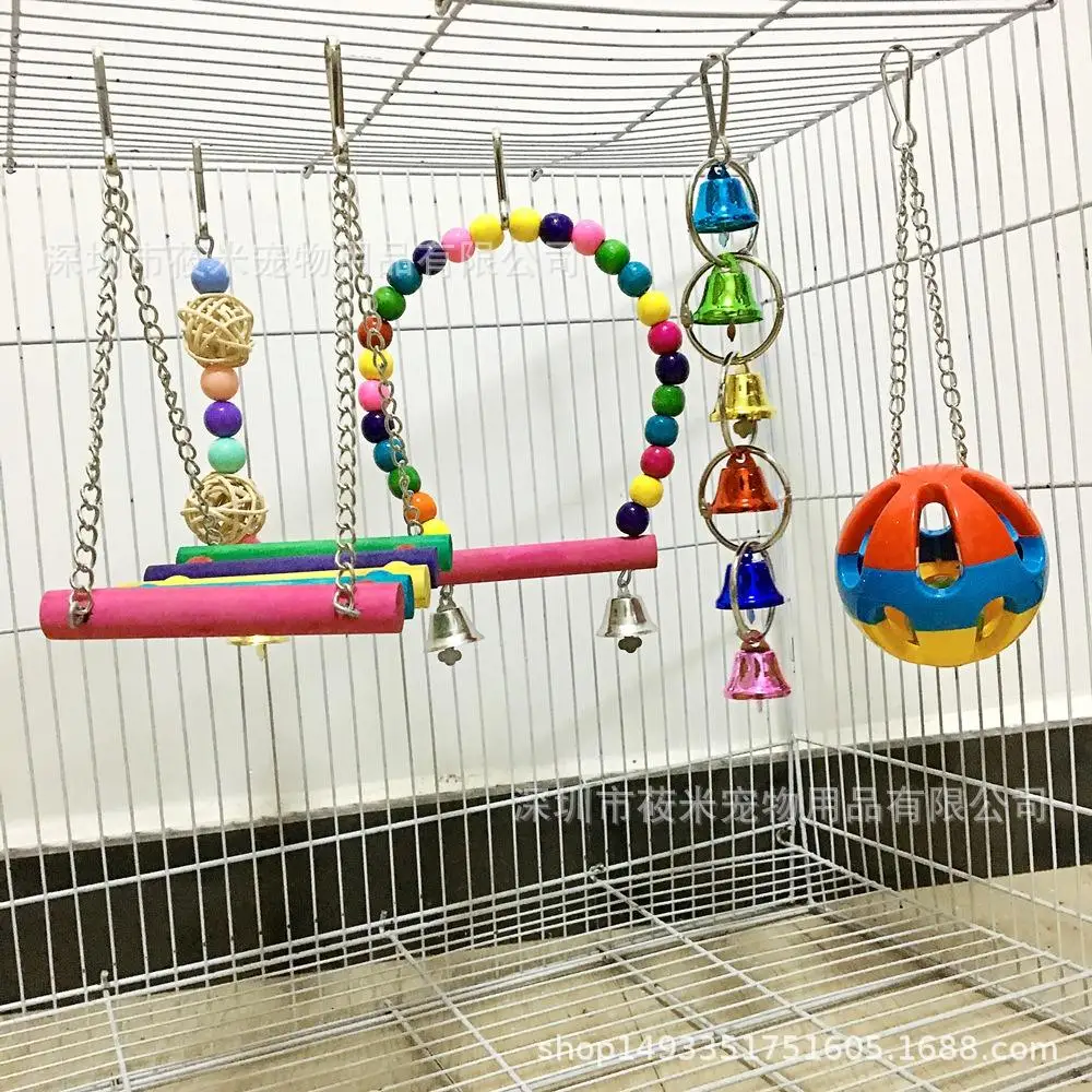 5 шт., игрушка для попугая, клетка для птиц, качели, гамак для домашних животных, птица, висячий колокольчик, подвесная игрушка, Макау, попугай, любовь, птица, плавники, игрушки, принадлежности