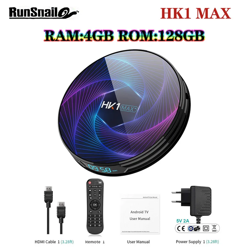 HK1MAX+ Восьмиядерный Android 9,0 Смарт ТВ приставка 4 Гб RK3368 PRO HK1 MAX Plus 1080P H.265 2,4G/5G Wifi BT 4,0 1000M ТВ приставка - Цвет: 4GB128GB