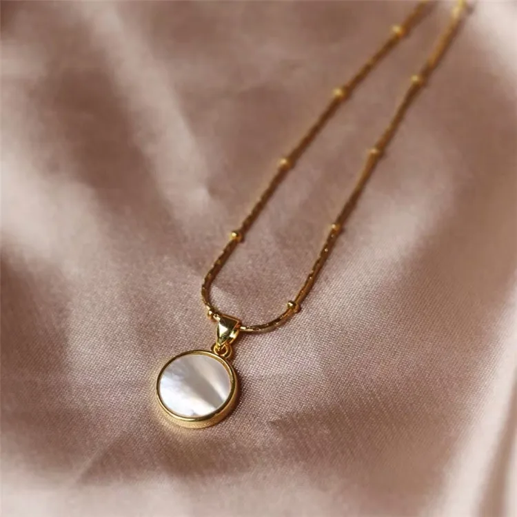 Yun ruo модное квадратное круглое ожерелье с подвеской, розовое с золотистым или титановым покрытием, стальное ювелирное изделие, подарок для женщин, никогда не выцветает, Прямая