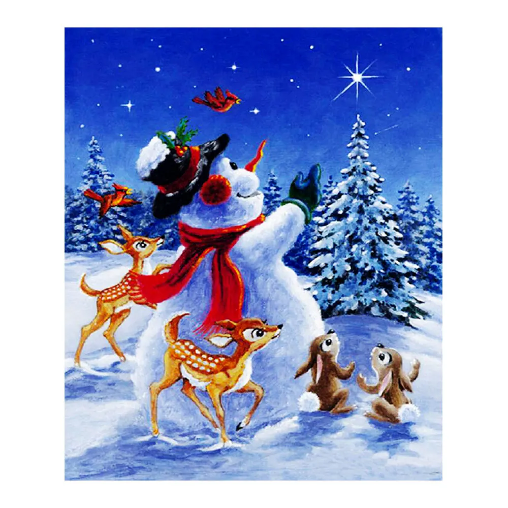Snowmen Animal Snow Scenic Diamond Painting Cartoon Round Full Drill 5D Nouveaute DIY Mosaic Embroidery Cross Stitch Home Decor | Дом и сад