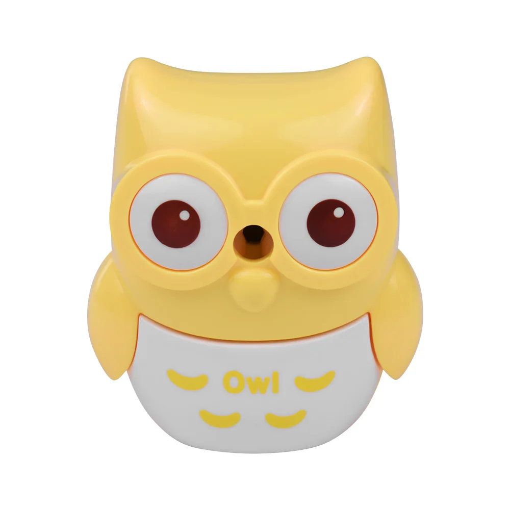 Safe Handheld Manual Pencil Sharpener Single-hole Sharpeners School Supplies for Pupils Kids Cute Owl Shape Yellow - Цвет: Цвет: желтый