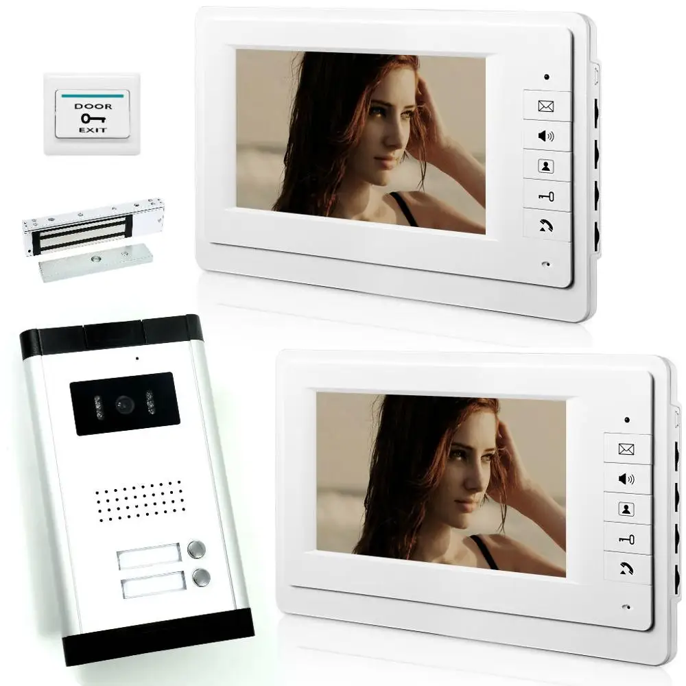 Yobang Security 7' Video Houses Intercom Apartments Flats Door Phone IR Camera Doorbell Magnetic Unlock Security Entry System