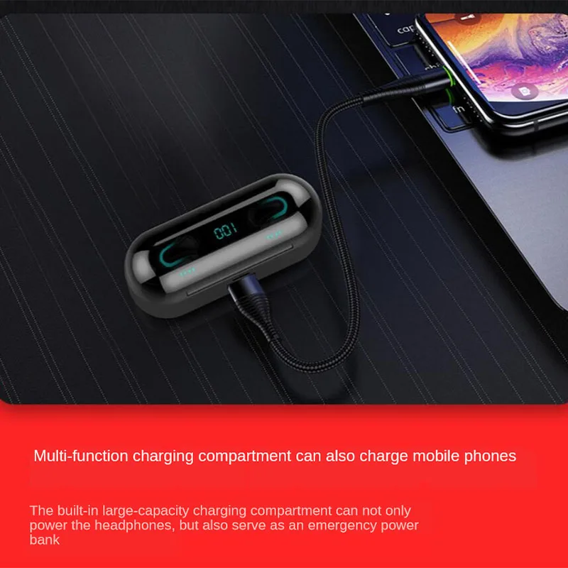 X Q32 TWS Bluetooth 5 0 Earphones LED Display Fingerprint Touch Headset HiFI Stereo Ln Ear Earbuds Wireless Headphones For Sport