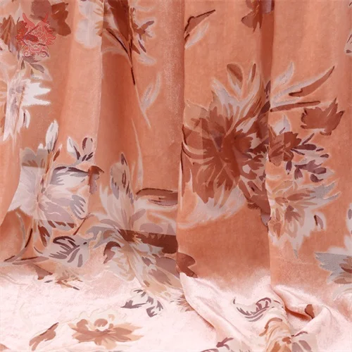 Осень весна роскошный стиль с цветочным принтом выгорания шелковый бархат ткань для платья рубашка тела manualidaddes tissu SP5896 - Color: Color Per 3