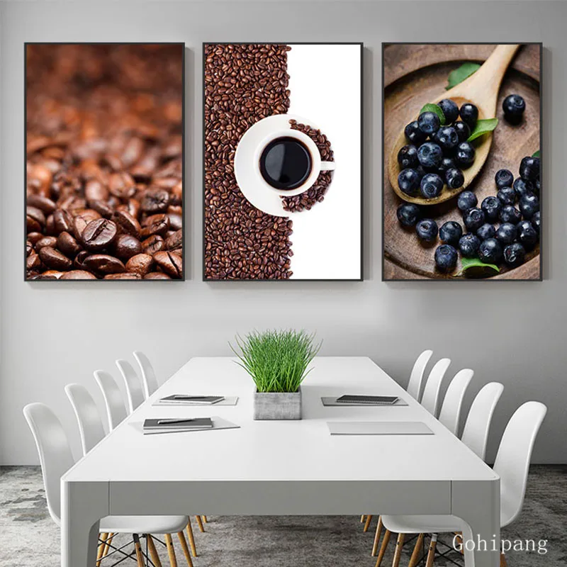 Coffee-Beans-Fruit-Blueberry-Canvas-Painting-High-Tea-Posters-n-Prints-Wall-Art-Pictures-for-Cafe (3)