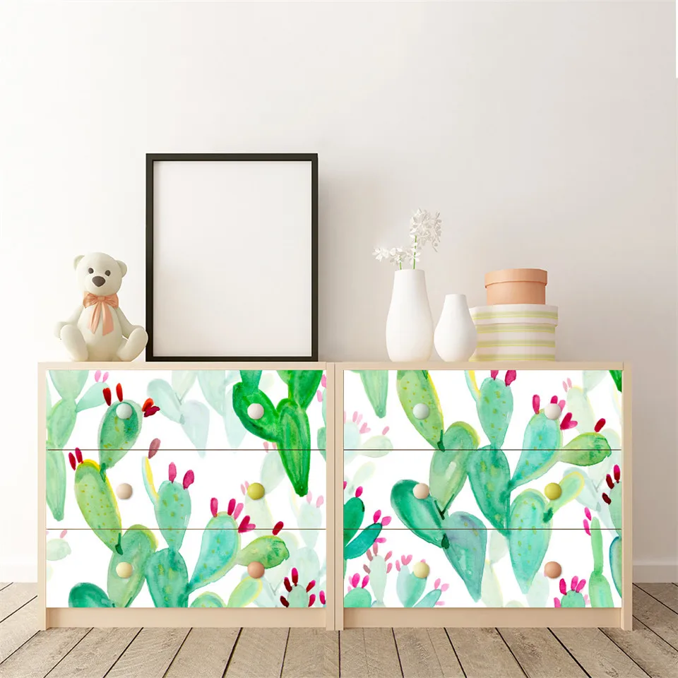 Tropical Plants Wall Stickers Self-adhesive DIY Cactus Mural Leaves Wallpaper For BedRoom Wardrobe Home Decor Renew Vinyl Decal | Дом и сад