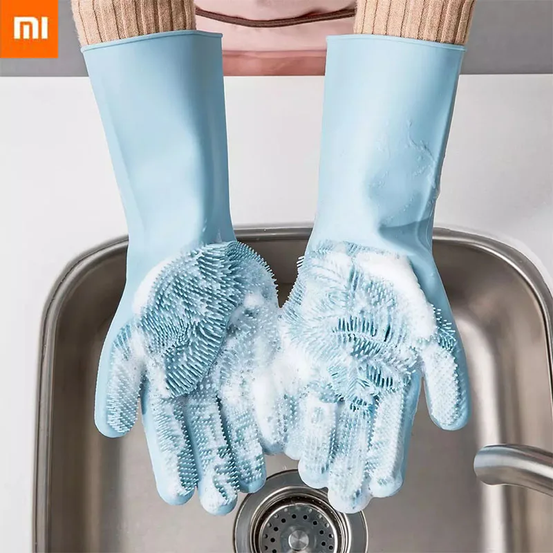 

Xiaomi Mi Magic Silicone Dishwashing Scrubber Dish Washing Glove For Sponge Rubber Gloves Household Scrubber Rubber Kitchen Tool