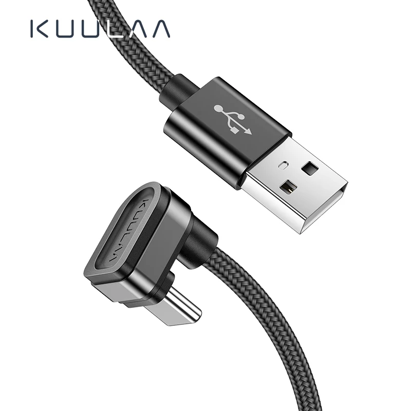 KUULAA нейлоновый USB C кабель 180 градусов Быстрое Зарядное устройство USB Type C кабель для Xiaomi Mi 8 Samsung Galaxy S9 Plus мобильный телефон USB C шнур|Кабели для мобильных телефонов| | АлиЭкспресс