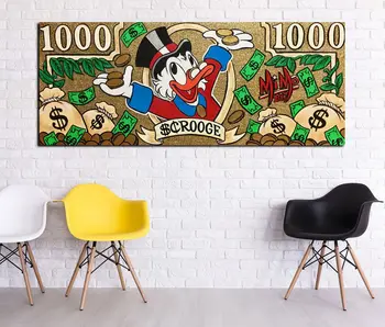 

Alec Monopoly's "Uncle Scrooge" Abstract Wall Art Oil Painting Poster Canvas Painting Print Pictures for Living Room Home Decor