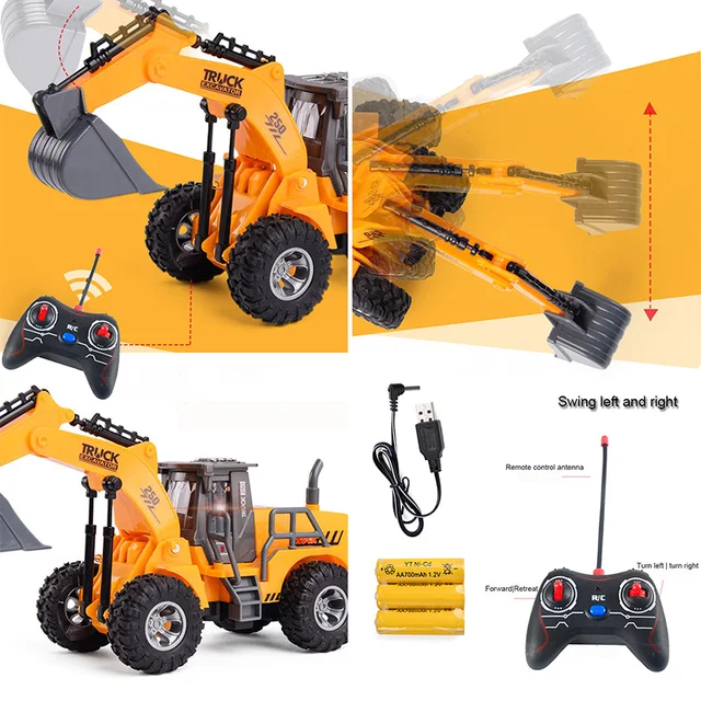 RC Trucks Mini Remote Control Bulldozer 1:32 Plastic Engineering Car Dump Truck Crane Excavator Model Electric Vehicle Toys Gift 3