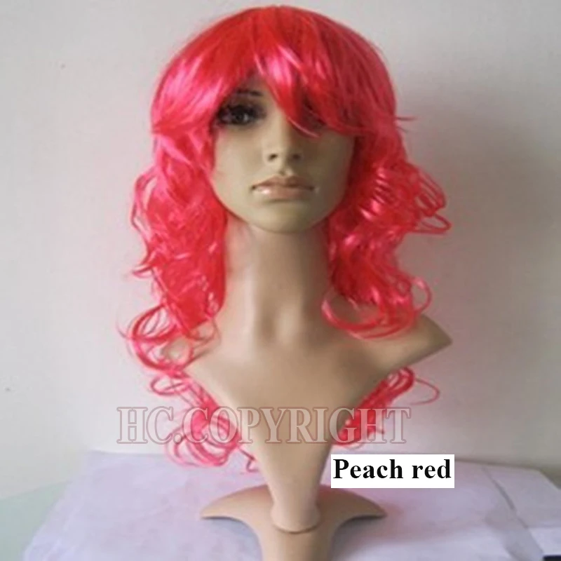 K055 peach red Рождественские шляпы для косплея, цветные кудрявые волосы, кудрявые вееры, вечерние принадлежности, оргия, реквизит, наряд в стиле диско, Клубная Мода, накладные волосы - Цвет: K055 peach red
