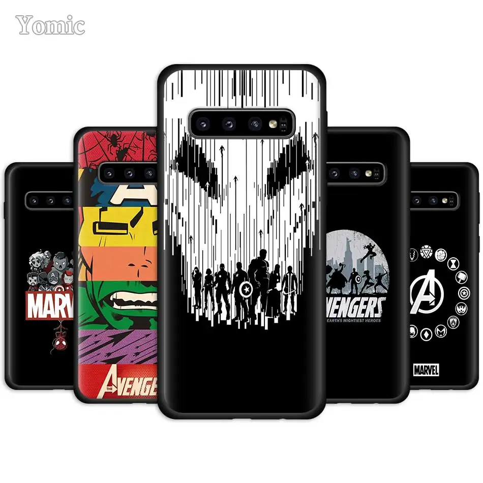 Чехол Marvel комиксы супергероев для samsung Galaxy S10 5G S10e S9 S8 Plus S7 Edge Note 10 9 8 + черный мягкий силиконовый чехол для телефона