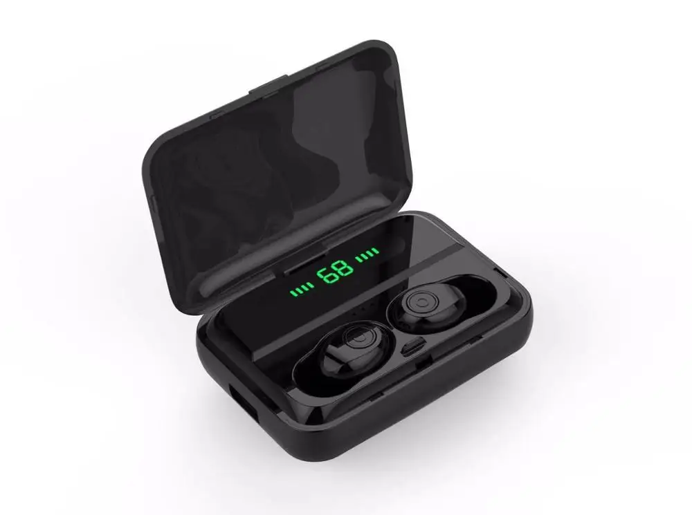 F9-Black F9 Mini 5,0, беспроводные Bluetooth наушники, затычки для ушей с шумоподавлением, HiFi 5D, стерео, IP7, водонепроницаемый, 2000 мА/ч, чехол для батареи - Цвет: F9-Black