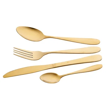 

50sets 4pcs/set Gold Cutlery Flatware Set Stainless Steel Western Tableware Set Knife Fork Spoon Travel Dinnerware Set WB1378