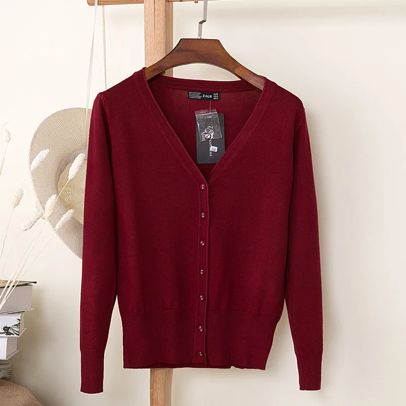 Knitted Cardigan Sweater Women 2019 Autumn Winter Casual Solid Color V-Neck Long Sleeve Coat Crochet Knit Sweater Coat Female