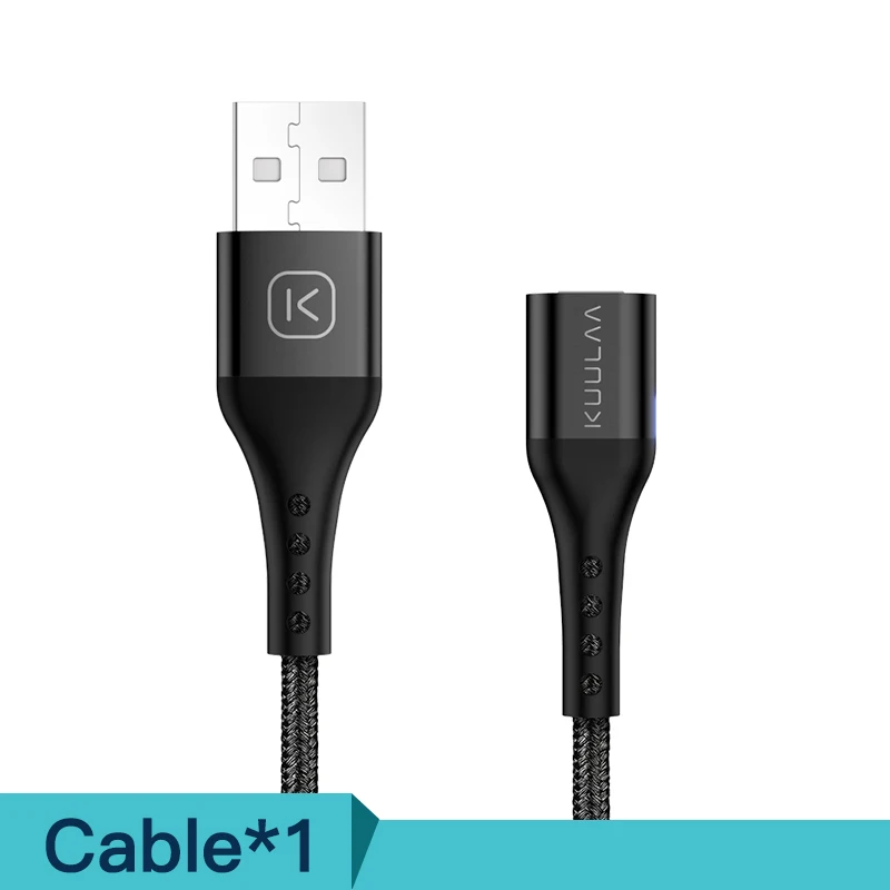 KUULAA Магнитный USB кабель USB C Быстрая зарядка usb type C магнит зарядное устройство Micro USB кабель Быстрая зарядка кабель для мобильного телефона USB шнур - Цвет: Black Cable