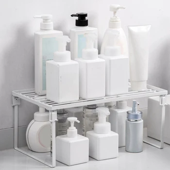 

Kitchen Cabinet Shelf Counter Organizer Rack Pantry Storage Bathroom Bedroom Office Table Desk Space Saving Frame