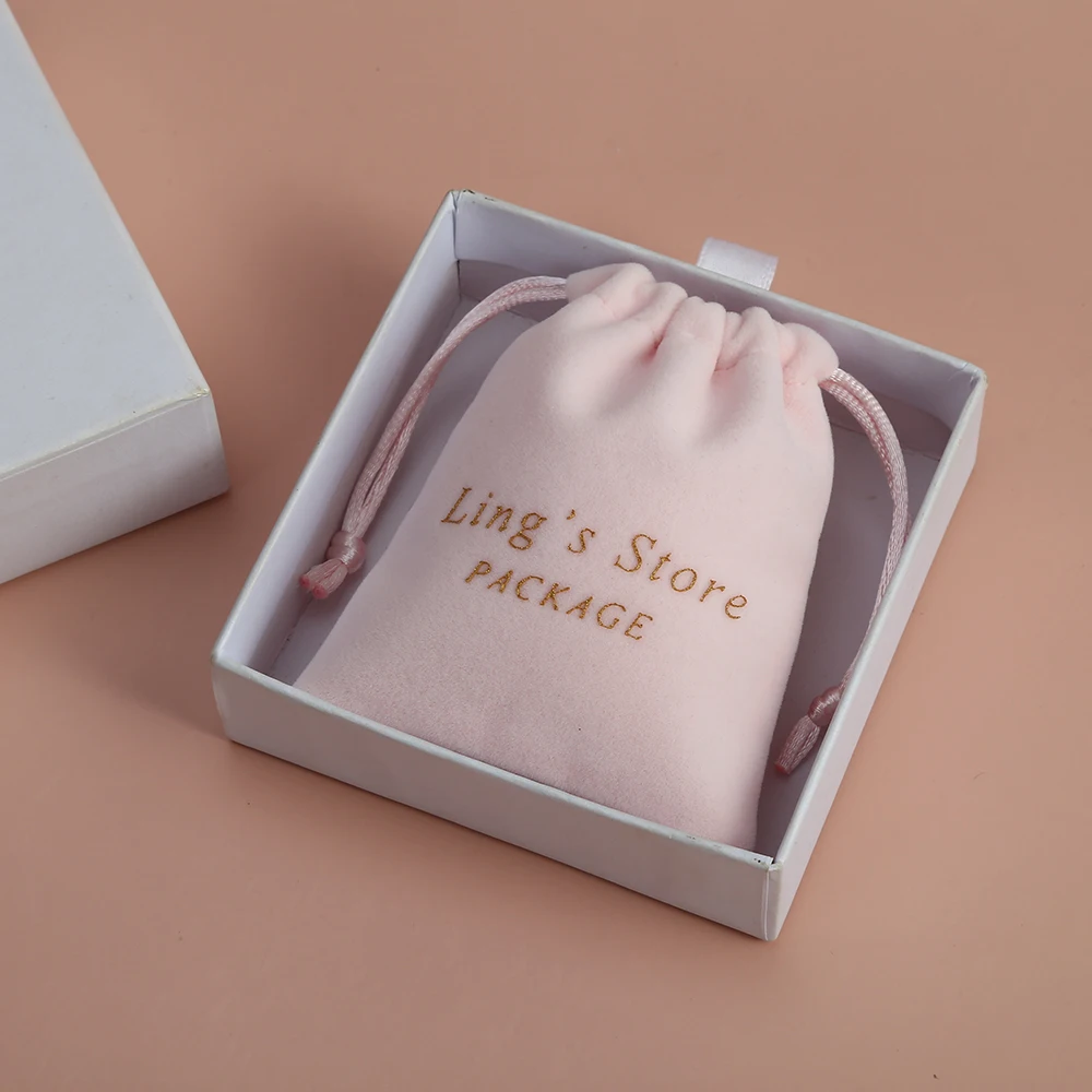 50 Stück personalisierte Samt-Schmuckbeutel, beige Beutel mit Kordelzug, schicke kleine Beutel, Hochzeitsgeschenke, Geschenkbeutel, Verpackung, individuelles Logo – Detail 13