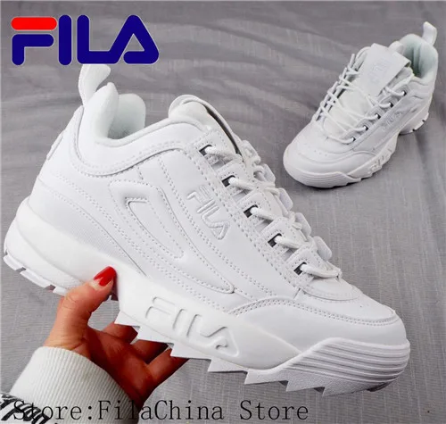Fila Disruptor II 2 кроссовки для бега черные белые большие пилообразные на толстой подошве увеличивающие рост мужские низкие уличные кроссовки 39-44 - Цвет: 8