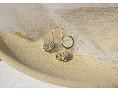 1 pair gold 9mm Серьги из стерлингового серебра 925 пробы, модные циркониевые в форме дерева мира, короткие серьги-капли, милые дикие серебряные серьги для женщин и девушек, ювелирные изделия для ушей - Окраска металла: 1 pair gold 9mm