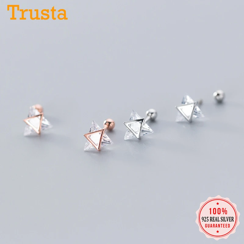 Детские и женские серьги-гвоздики с мерцающими треугольниками trustdave