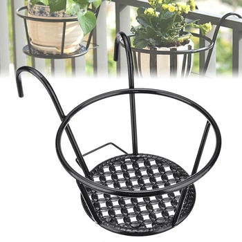 

Balcony Hanging Plant Racks Balcony Round Flower Pot Rack Railing Fence Outdoor Window Iron Bonsai Stand Decoration