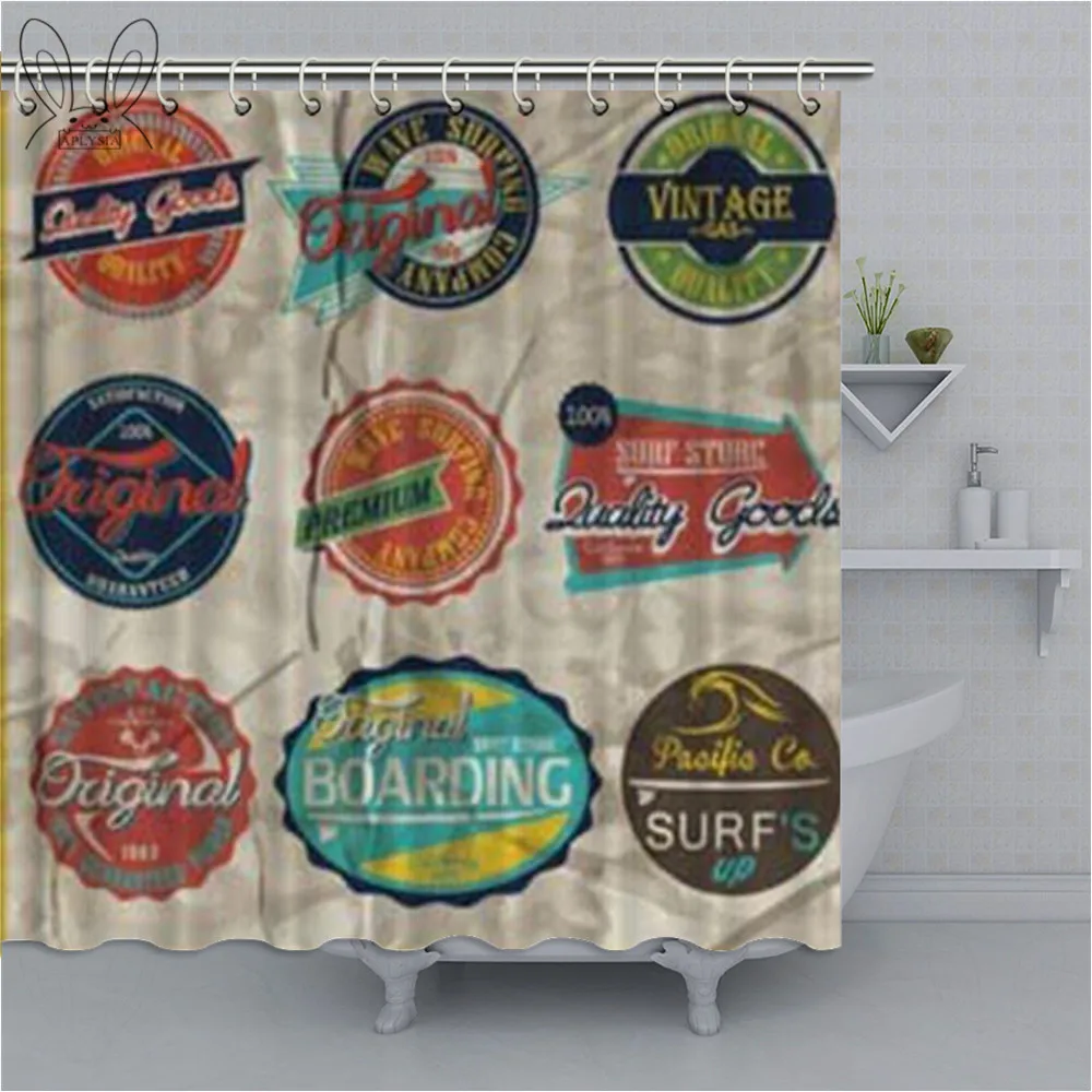 Popular Bottle Cap Print Waterproof Shower Curtain Polyester Fabric Bath Curtain Hand Drawn Washable Home Bath Decor Curtains Wi - Цвет: a0148