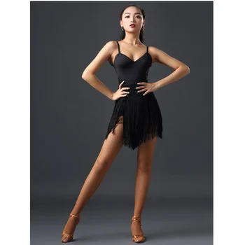 

Hot Selling Sexy Black Practice Latin Dance Female Adult 2019 New Latin Dance Skirt Professional Suit Dancing Dress Dancewear