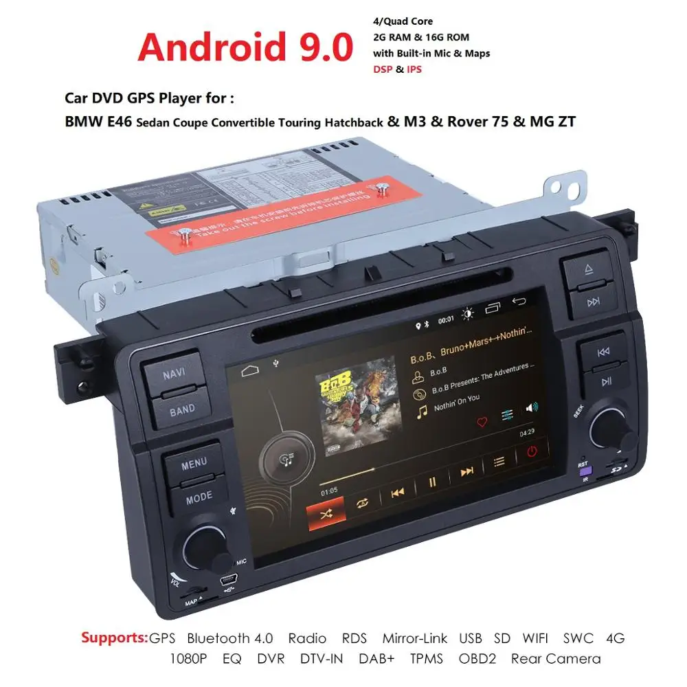 

7"Screen Android 9.0 Car Radio for BMW E46 M3 318i 320i 325i with MirrorLink DVD auto multimedia Stereo Navi RDS DVR SWC BT SD